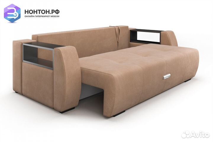 Диван еврокнижка Мальтида бежевый / коричневый