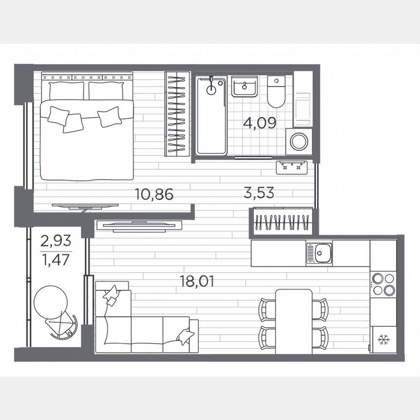 1-к. квартира, 38 м², 2/5 эт.