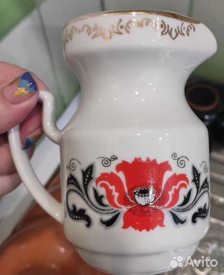 Масленка Дулево фарфор СССР, Молочник Riga, Тарелк