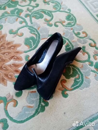 Туфли чёрные замша искусственн