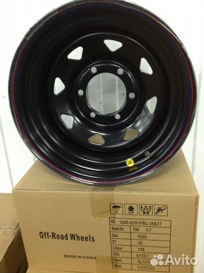 Диск Off-road-wheels 15x8 6x139.7 ET-19 черный