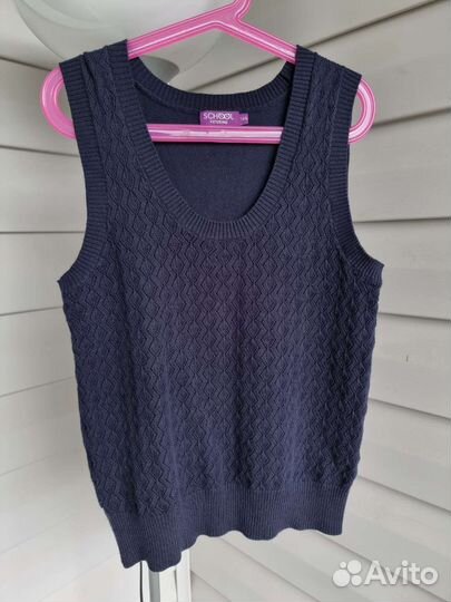 Жилетка для девочки школьная синяя 146 размер