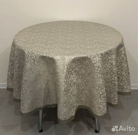Скатерть круглая 165см -№4, полульняная
