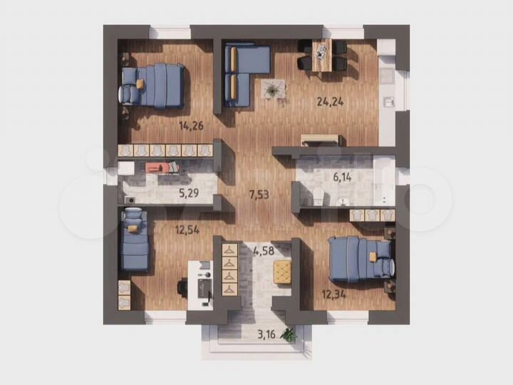 Дом 83,6 м² на участке 8 сот.