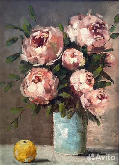 Картина маслом на холсте пионы