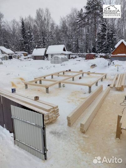 Строительство срубов домов из бруса 6х6 с крыльцом
