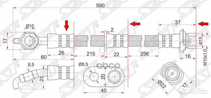 Шланг тормозной перед (Таиланд) toyota camry/vista