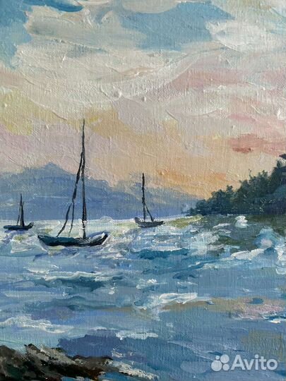 Картина 50х60 морской пейзаж кораблики