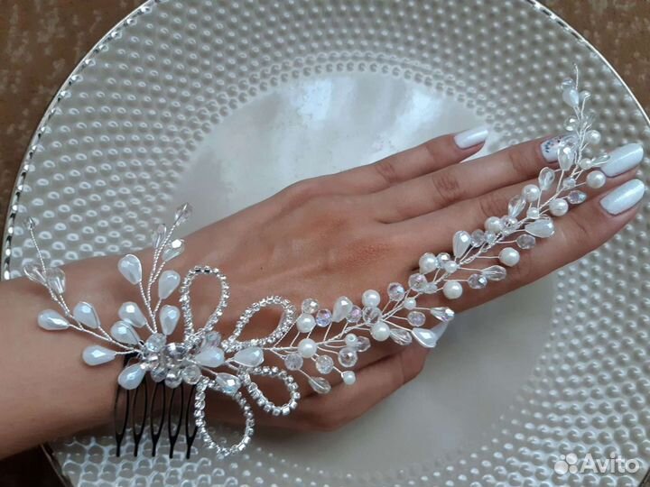 Свадебное украшение в прическу