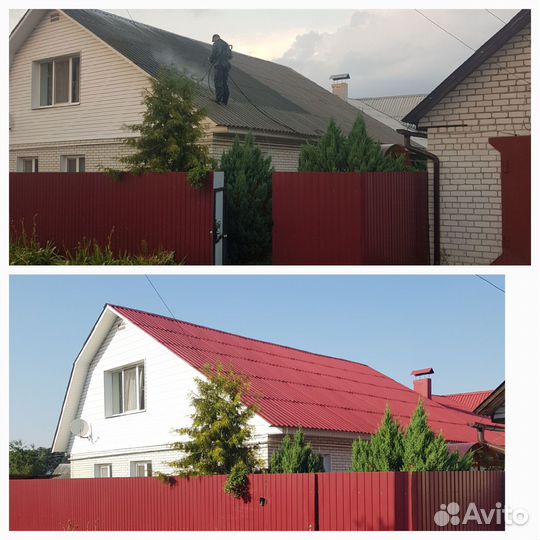 Покраска крыш домов заборов