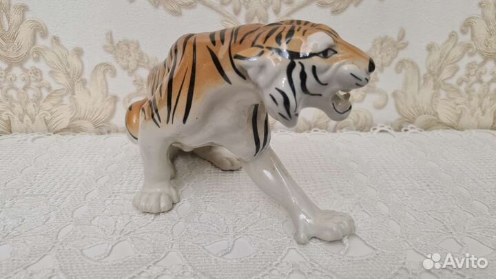 Фарфор статуэтка Тигр Шерхан лфз 27см. 1960-е СССР