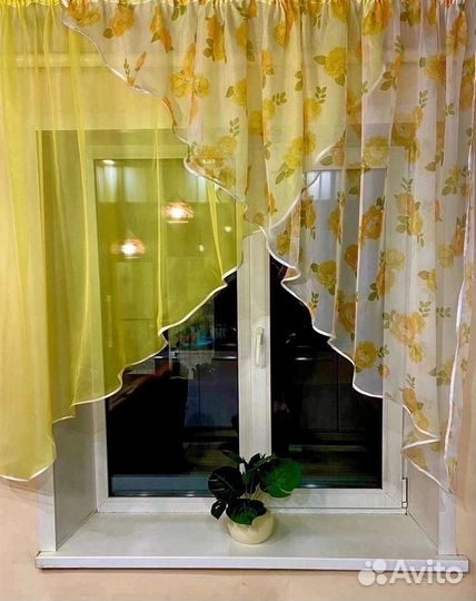 Шторы для кухни тюлевые, рогожка в наличии