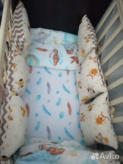 Кровать трансформер + комплект бортиков+балдахин