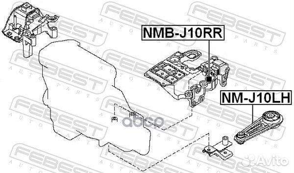 Подушка двигателя левая NMJ10LH Febest