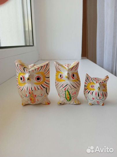 Совы фигурки деревянные