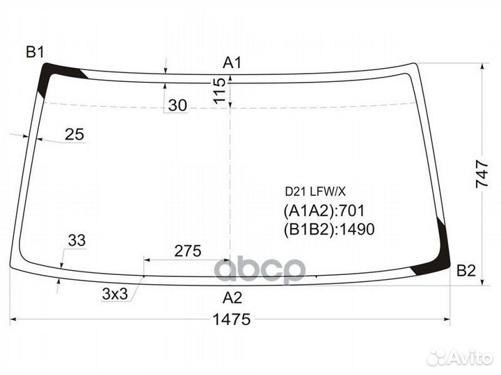 Стекло лобовое Nissan Terrano 86-96 / Datsun 85-02