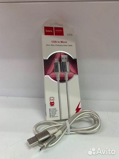 Кабель microUSB Hoco X66 (2.4A,1m) white