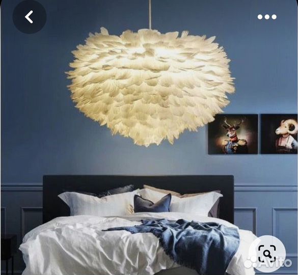 Люстра, настольная лампа из перьев Эос