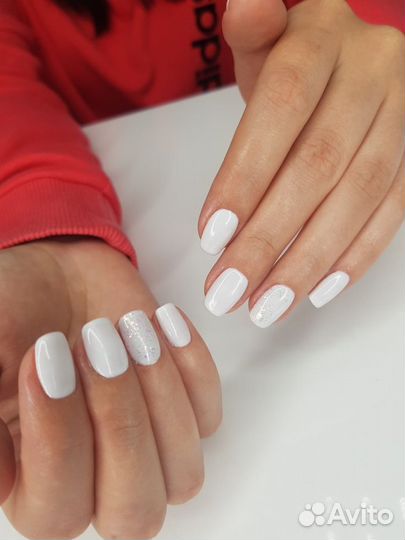 Маникюр с покрытием гель лак, наращивание ногтей