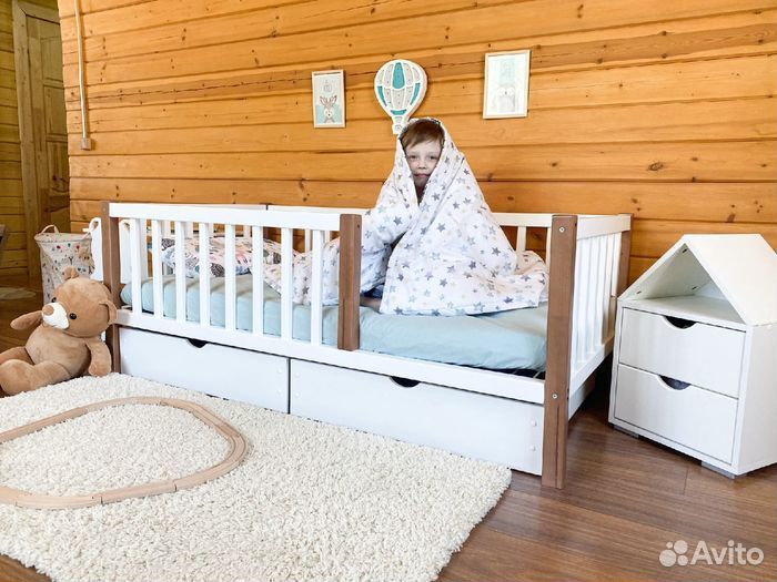 Кроватка с бортиком от 2х лет сингл берёза
