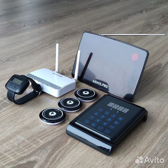 Кнопка вызова официанта комплект с часами и табло