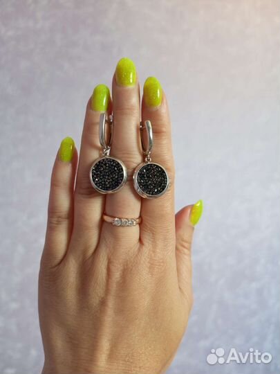 Серебряные серьги, кольца, подвески,925 проба