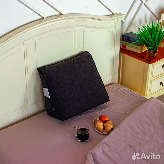 Клиновидная подушка для спины Черный Меланж 50*40