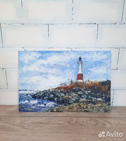 Картина морской пейзаж Этюд маяк Картина пляж