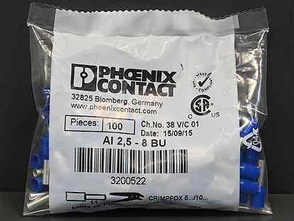 Phoenix contact 3200522 AI 2.5-8BU новый, 500 шт