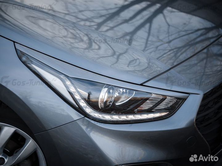 Накладки на фары Реснички на Hyundai Solaris 2 V1