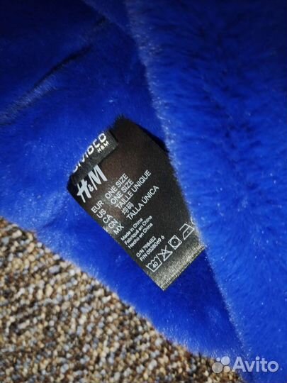 Снуд синий пушистый h&m