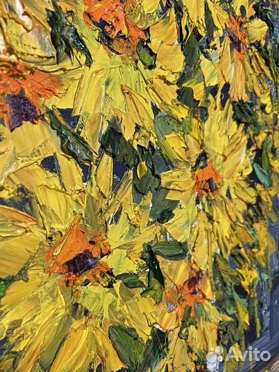 Картина маслом. В лучах заходящего солнаца