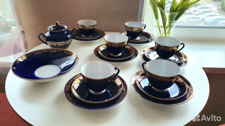 Чайный сервиз СССР, лфз, кобальт