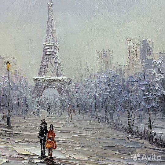 Картина маслом на холсте Зимний Париж