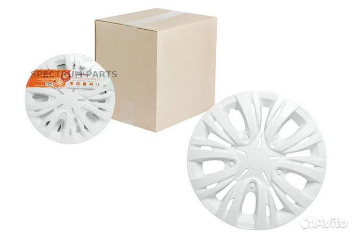 Колпаки колесные 14 Лион, белый, карбон, компл. 2