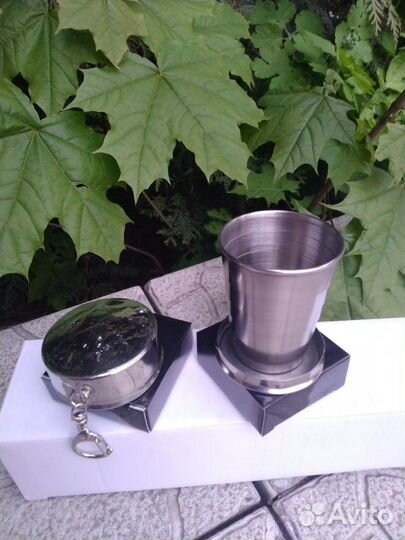 Складной стакан с карабином, 75 мл, d6.5 см