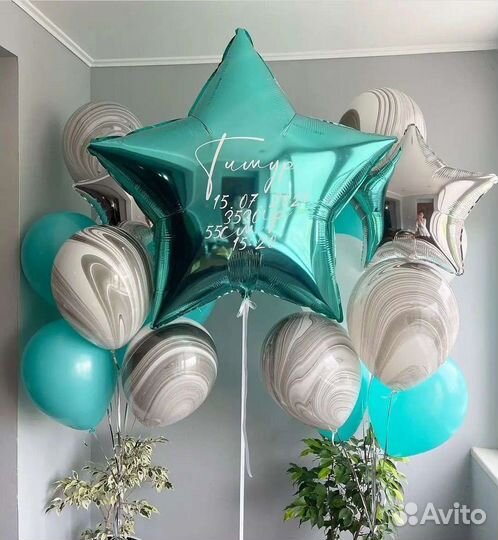 Шары гелиевые, букеты в корзинке, цветы, фигурки