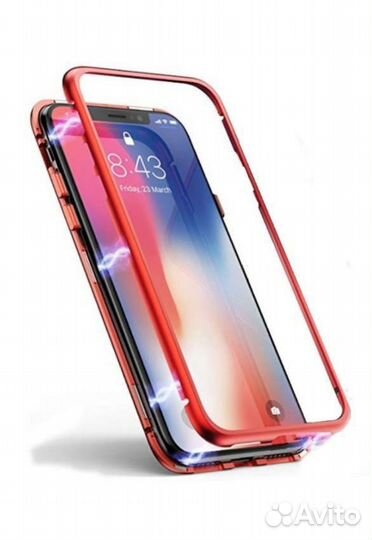 Чехол на iPhone xr двусторонний магнитный красный