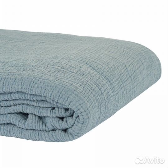 Покрывало из жатого хлопка джинсово-синего цвета и