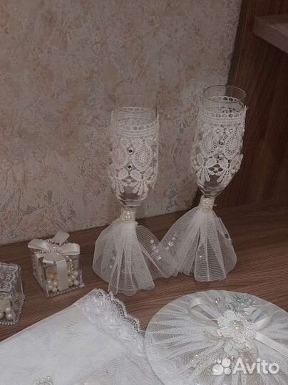 Свадебные бокалы ручной работы