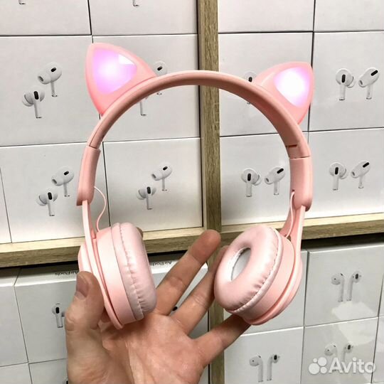 Беспроводные наушники с ушками Розовые