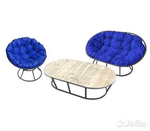 Комплект мебели Мамасан-папасан (серый с синими по