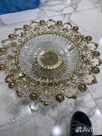 Ваза цветочная бронза, хрусталь