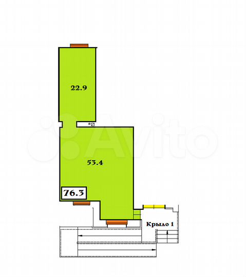 Помещение свободного назначения, 76.3 м²