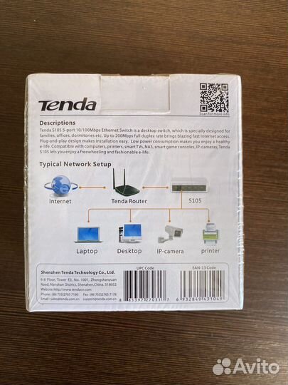 Компактный Коммутатор Tenda 5 портов новый