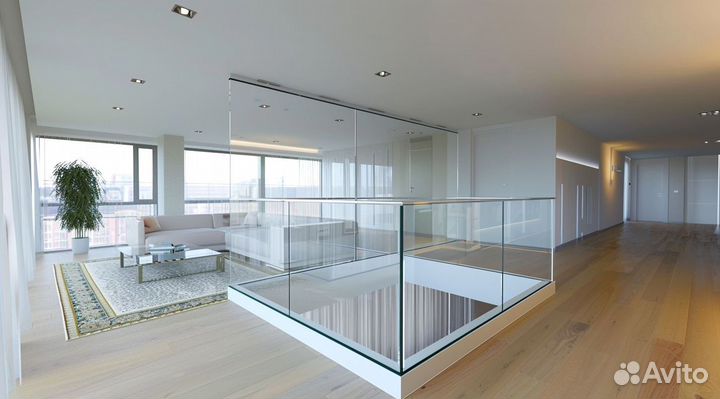 Стеклянное ограждение лестницы