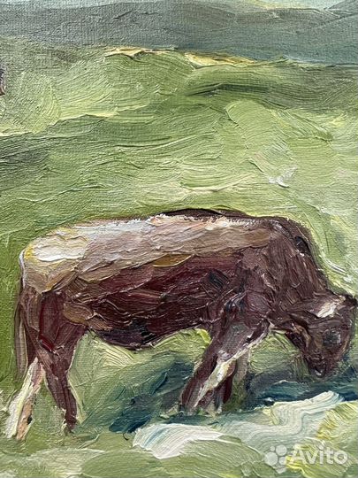 Картина маслом на холсте пейзаж луг