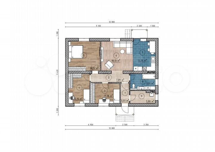 Дом 98,1 м² на участке 10 сот.