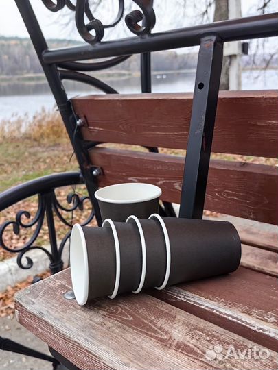 Черные стаканчики из бумаги 250 мл