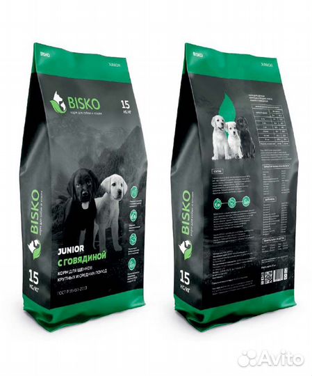 Корм для щенков Биско Юниор Металл пакет 15кг